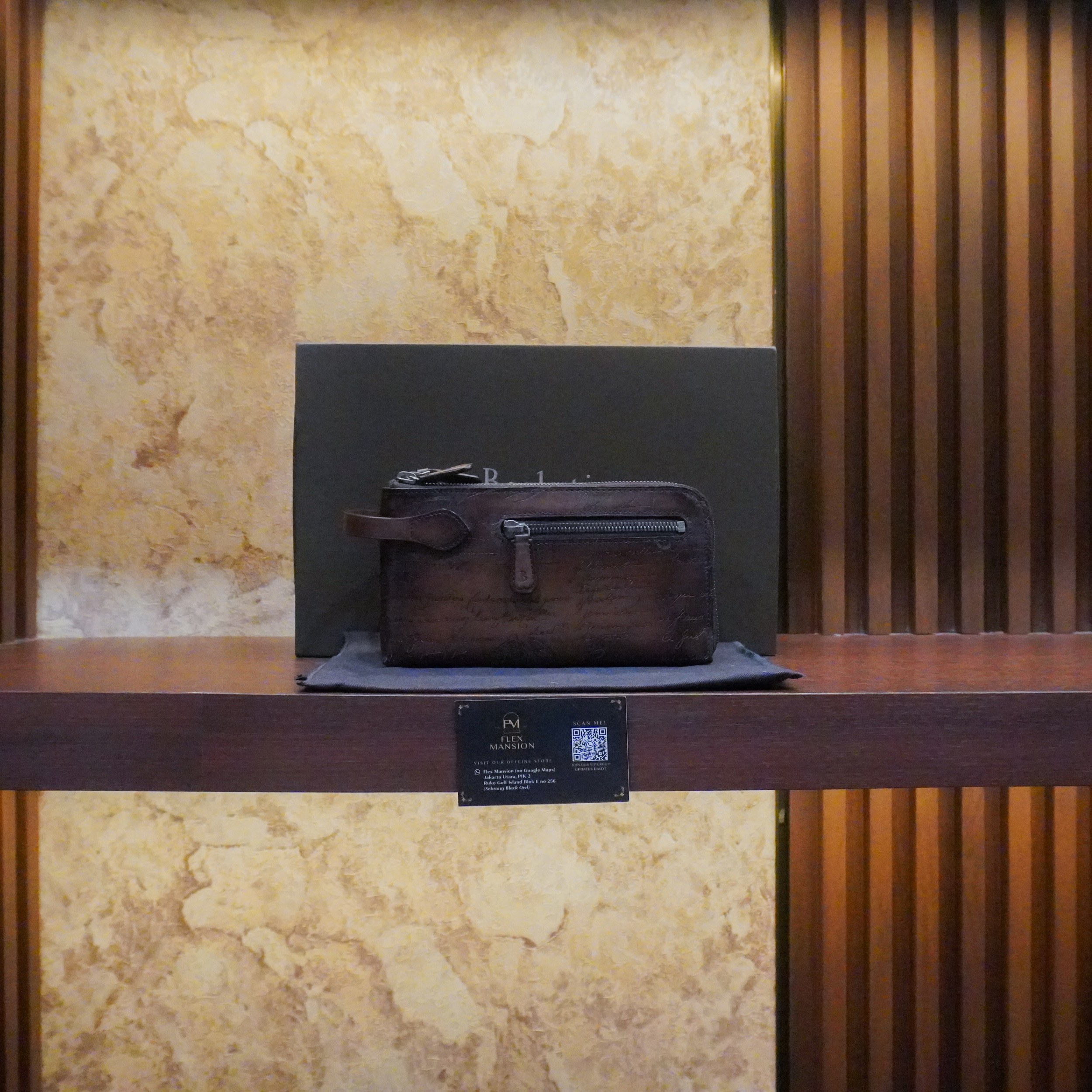 Berluti tiriwa zipped pouch scritto brown (new 47jt