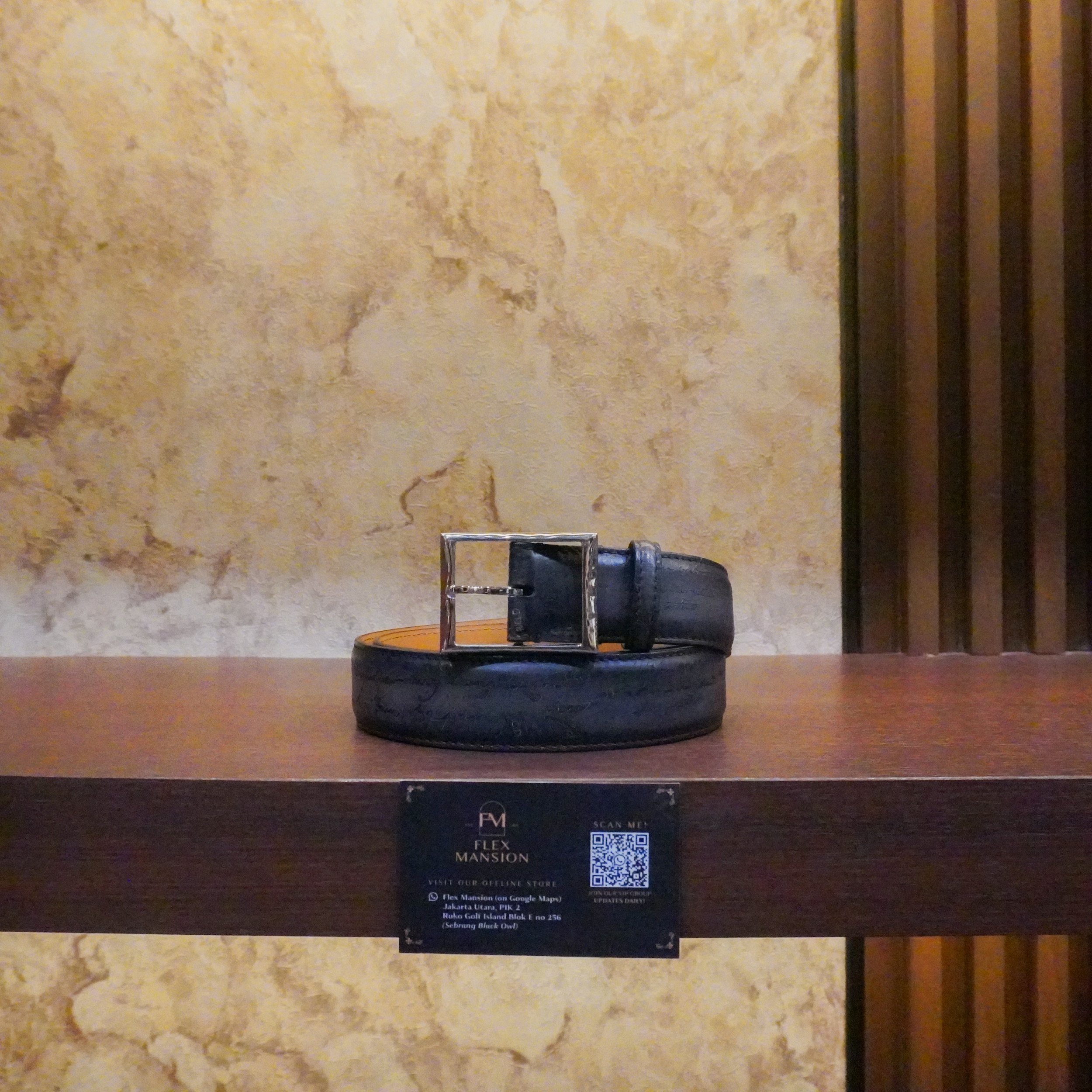 Berluti classic scritto leather belt (New 17jt