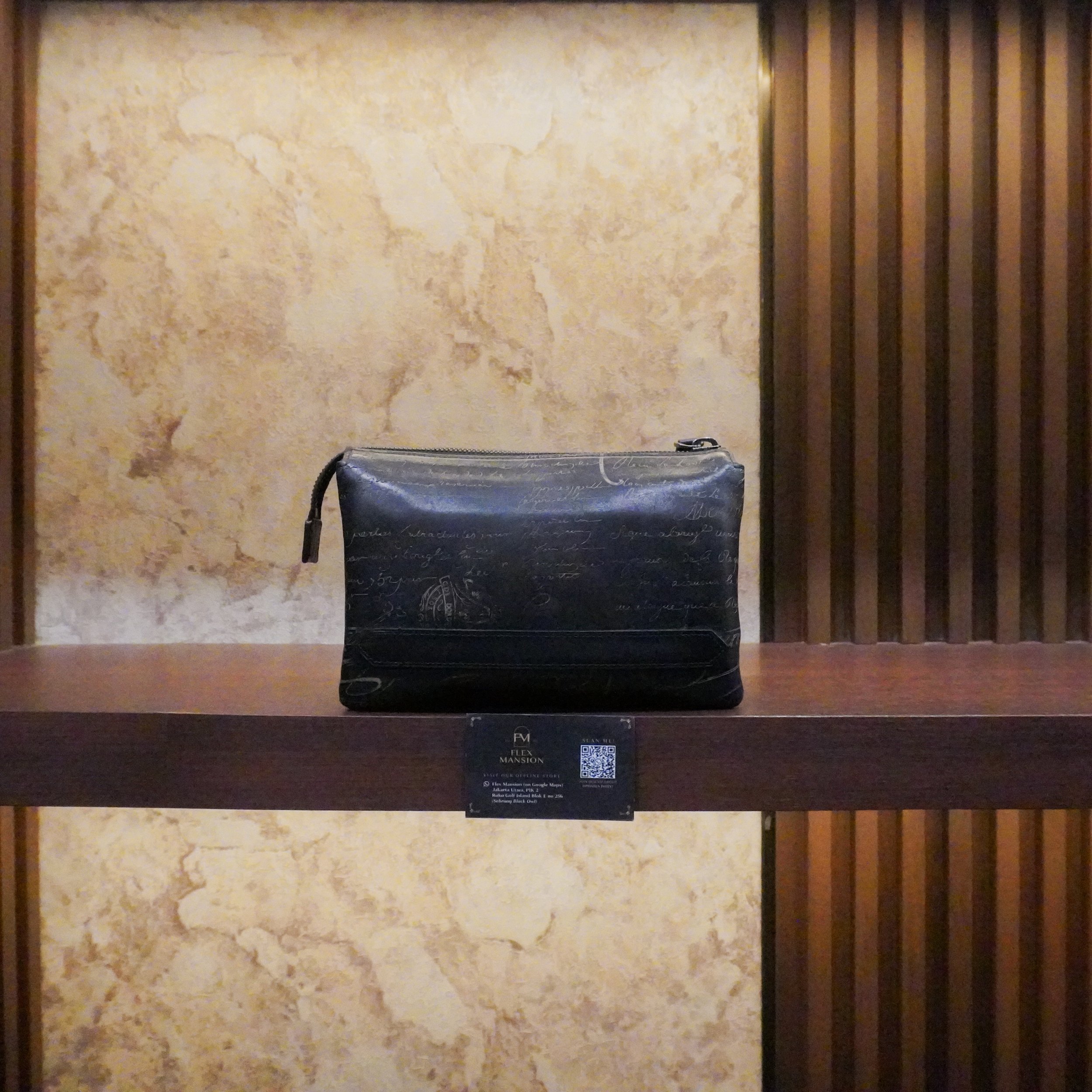 Berluti Tersio Venezia scritto leather zipped pouch