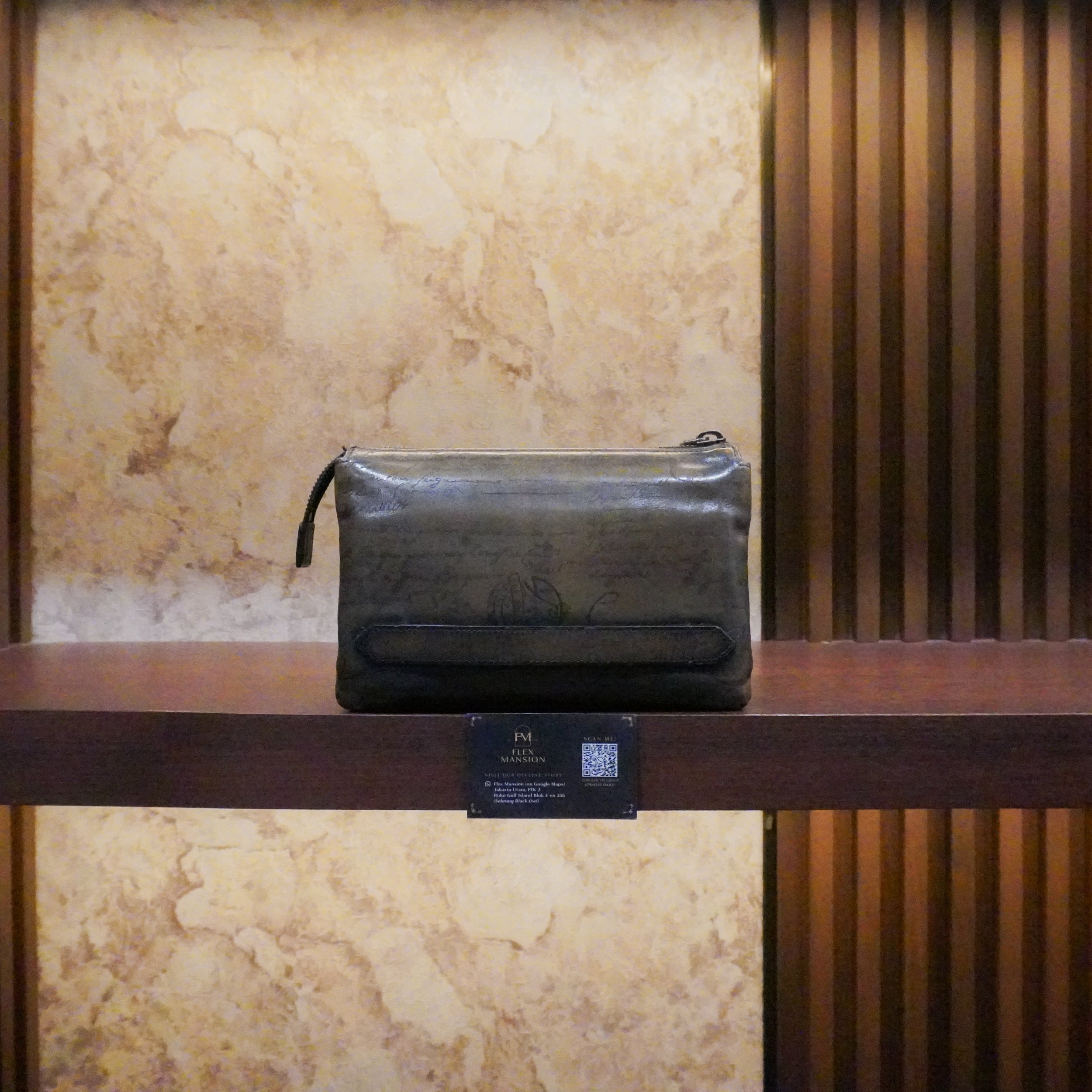 Berluti Tersio Venezia scritto leather zipped pouch
