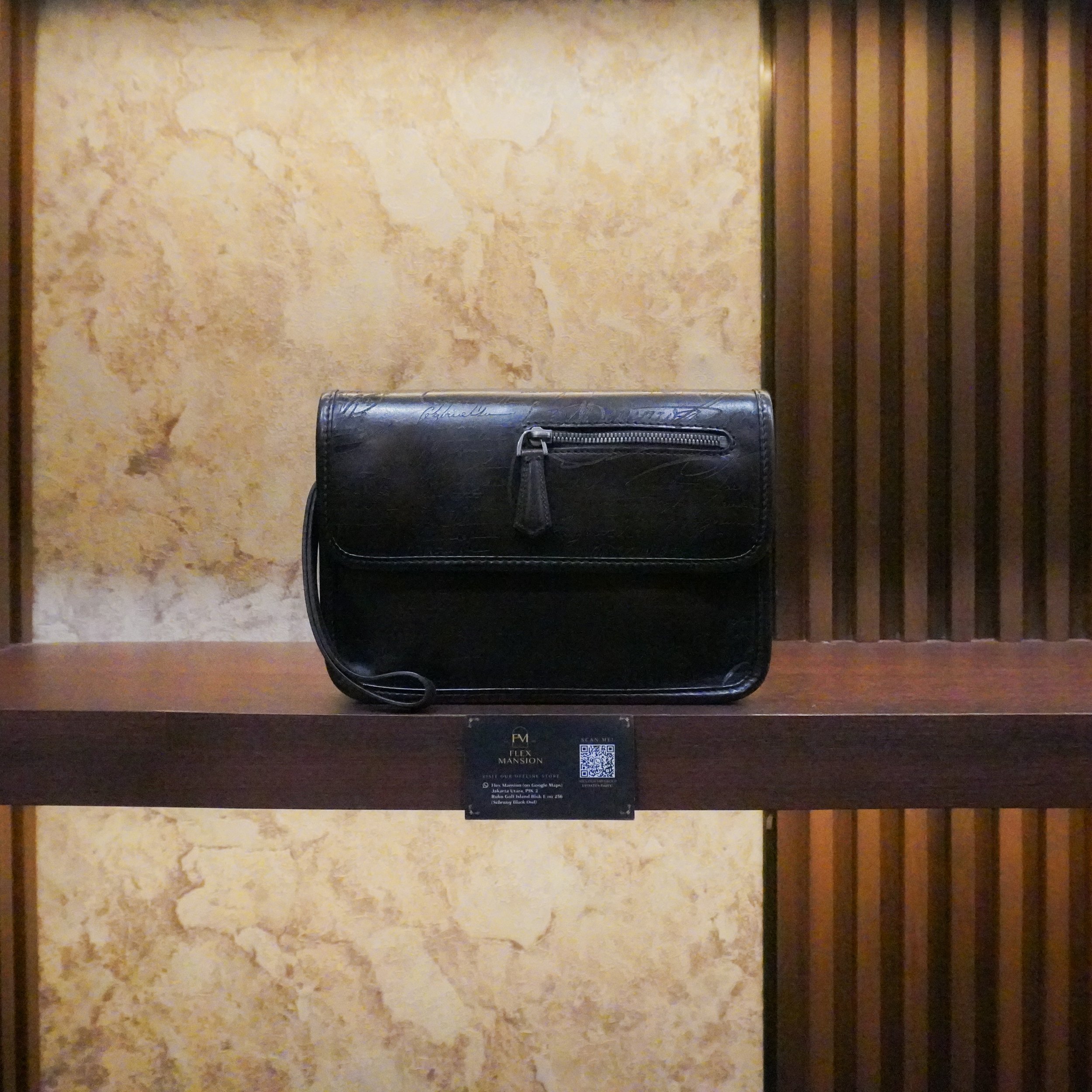Berluti sejour scritto leather clutch