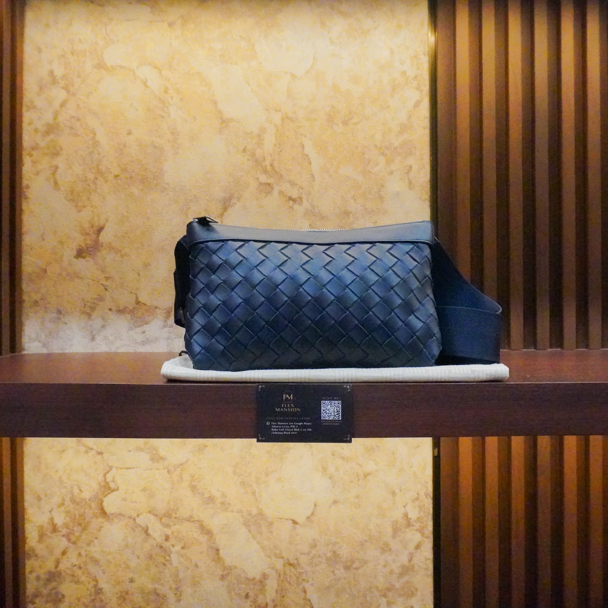 Bottega duo intrecciato messenger bag navy (49jt