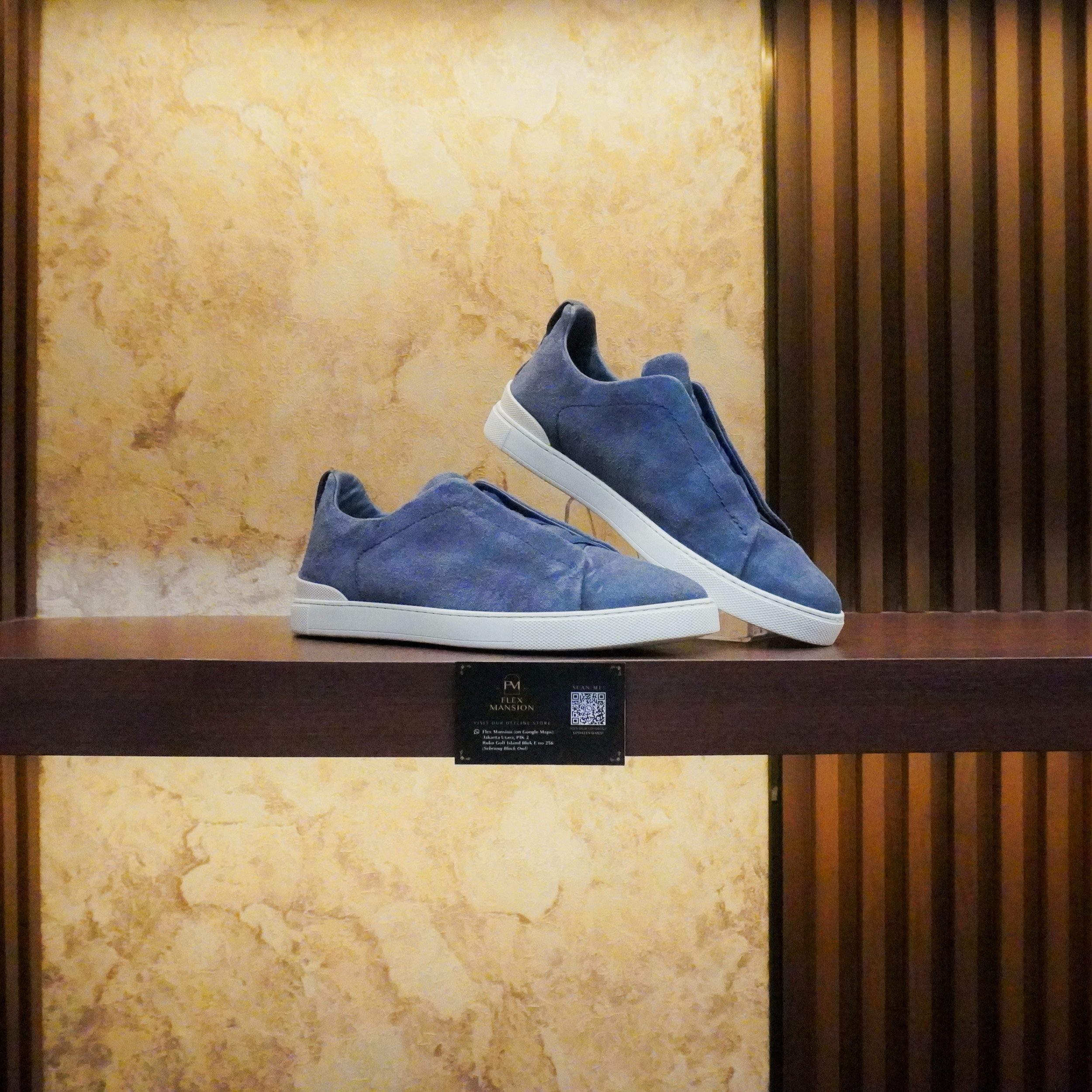 Zegna Triple stitch suede blue (new 25jt