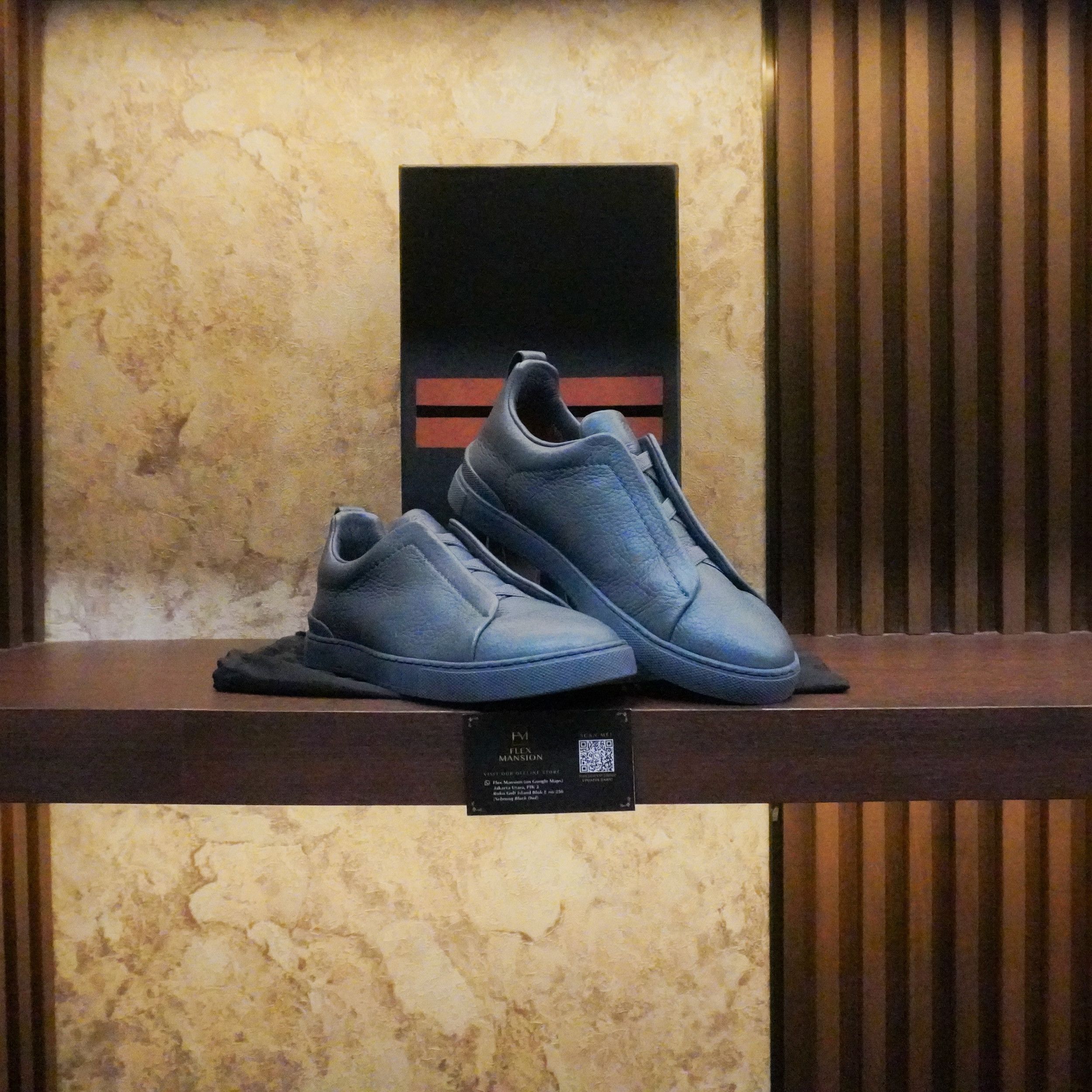 Zegna Triple stitch deerskin avio blue (new 25jt