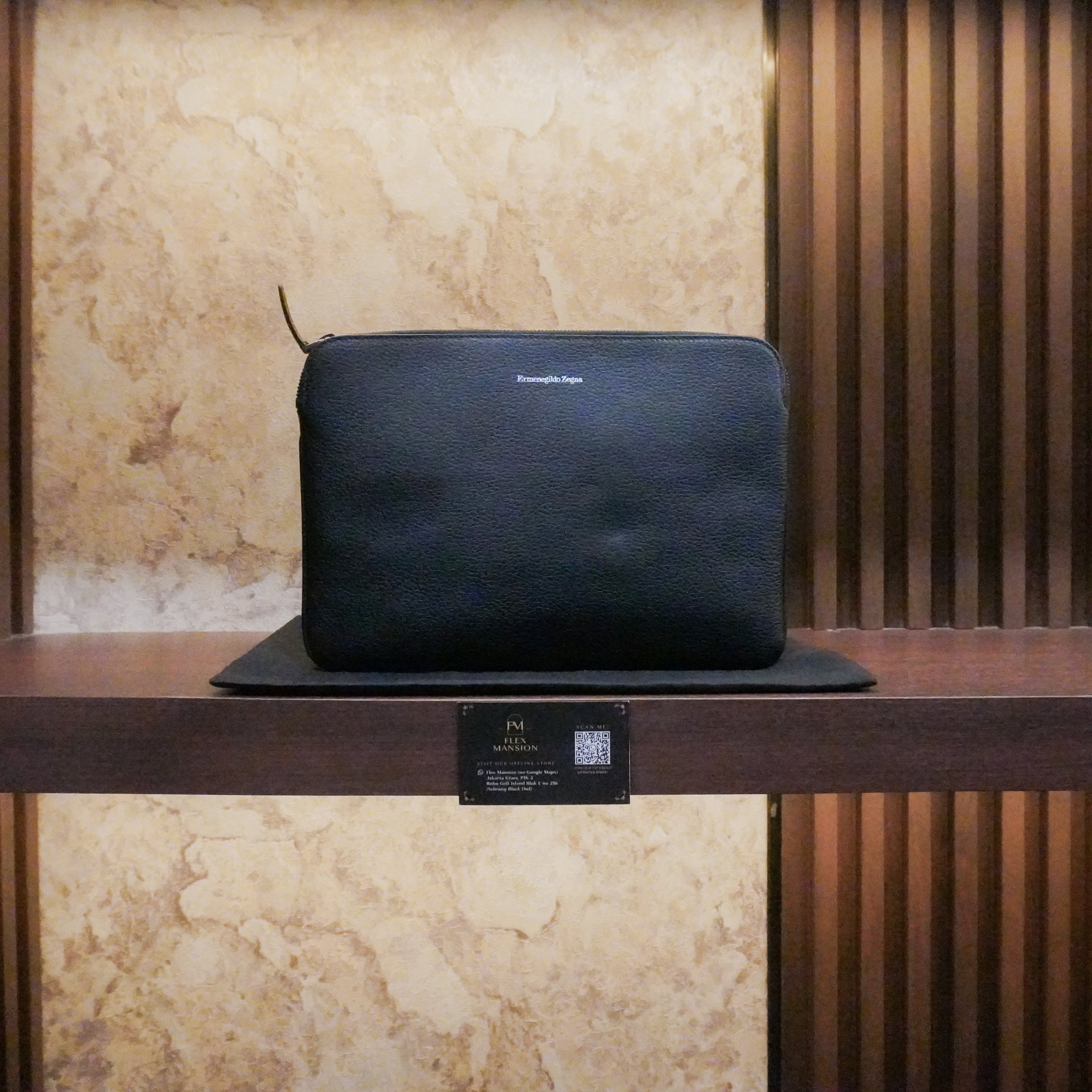 Zegna clutch leather black (new 25jt