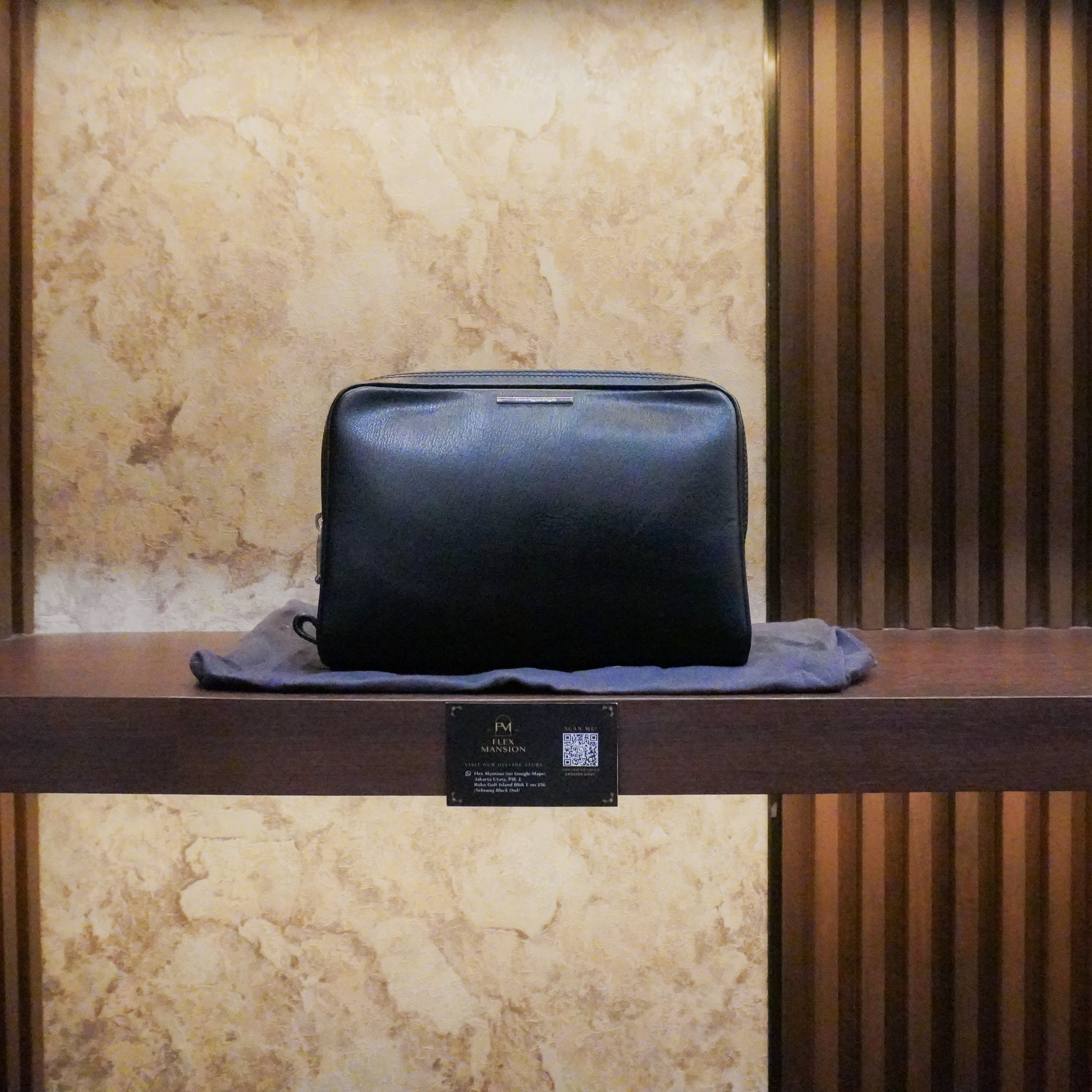 Zegna pouch leather black (new 28jt