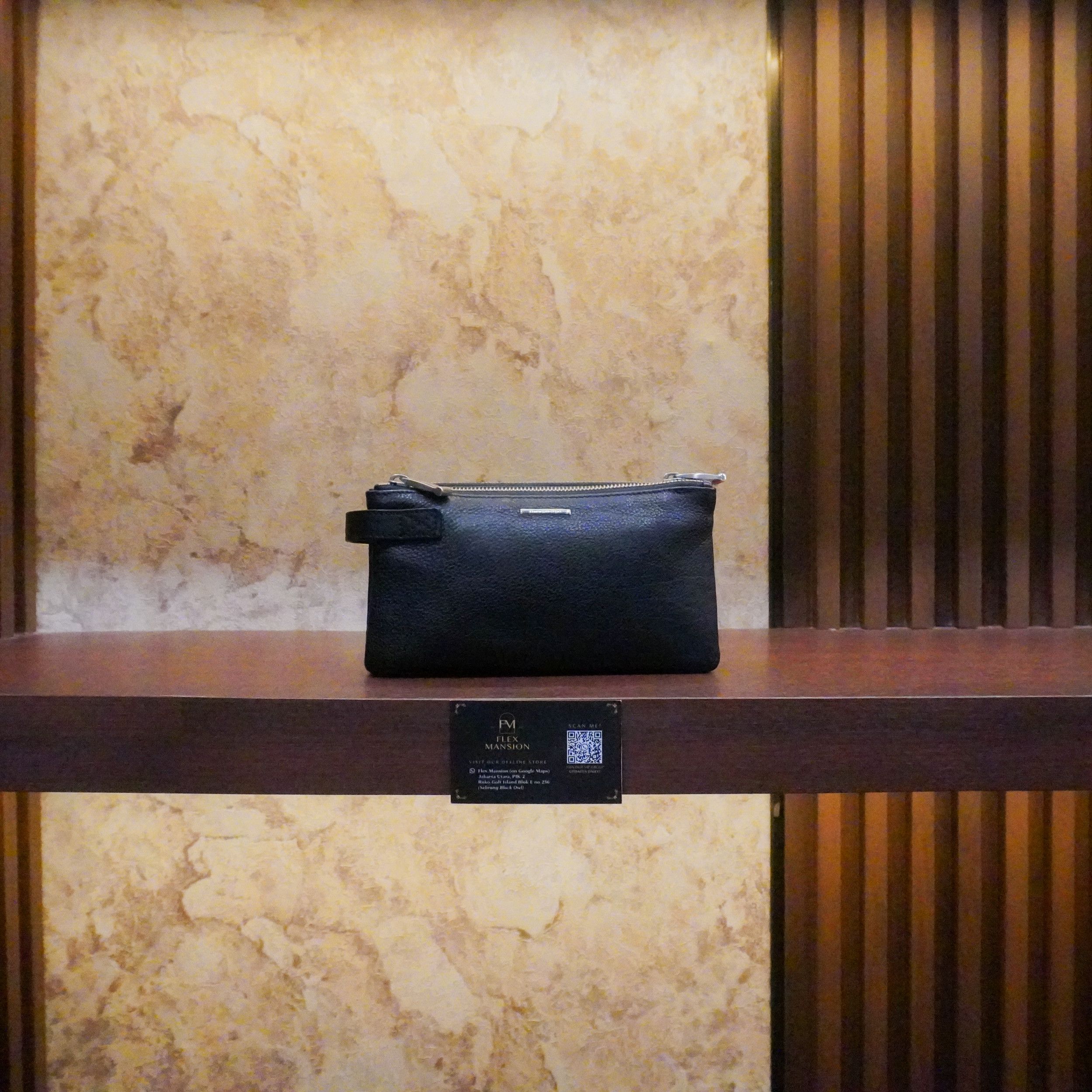 Zegna pouch leather black (new 28jt
