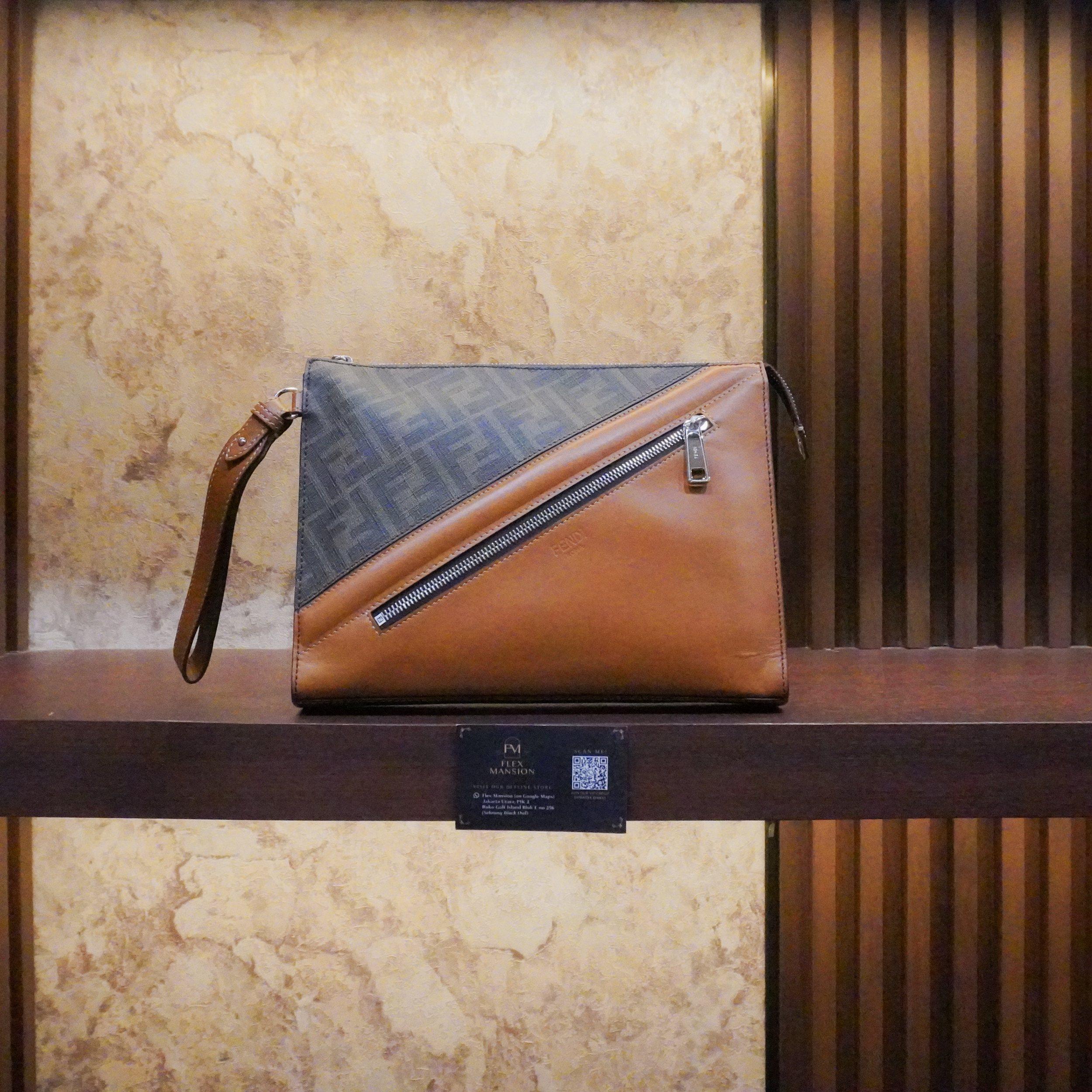 Fendi FF diagonal pouch brown