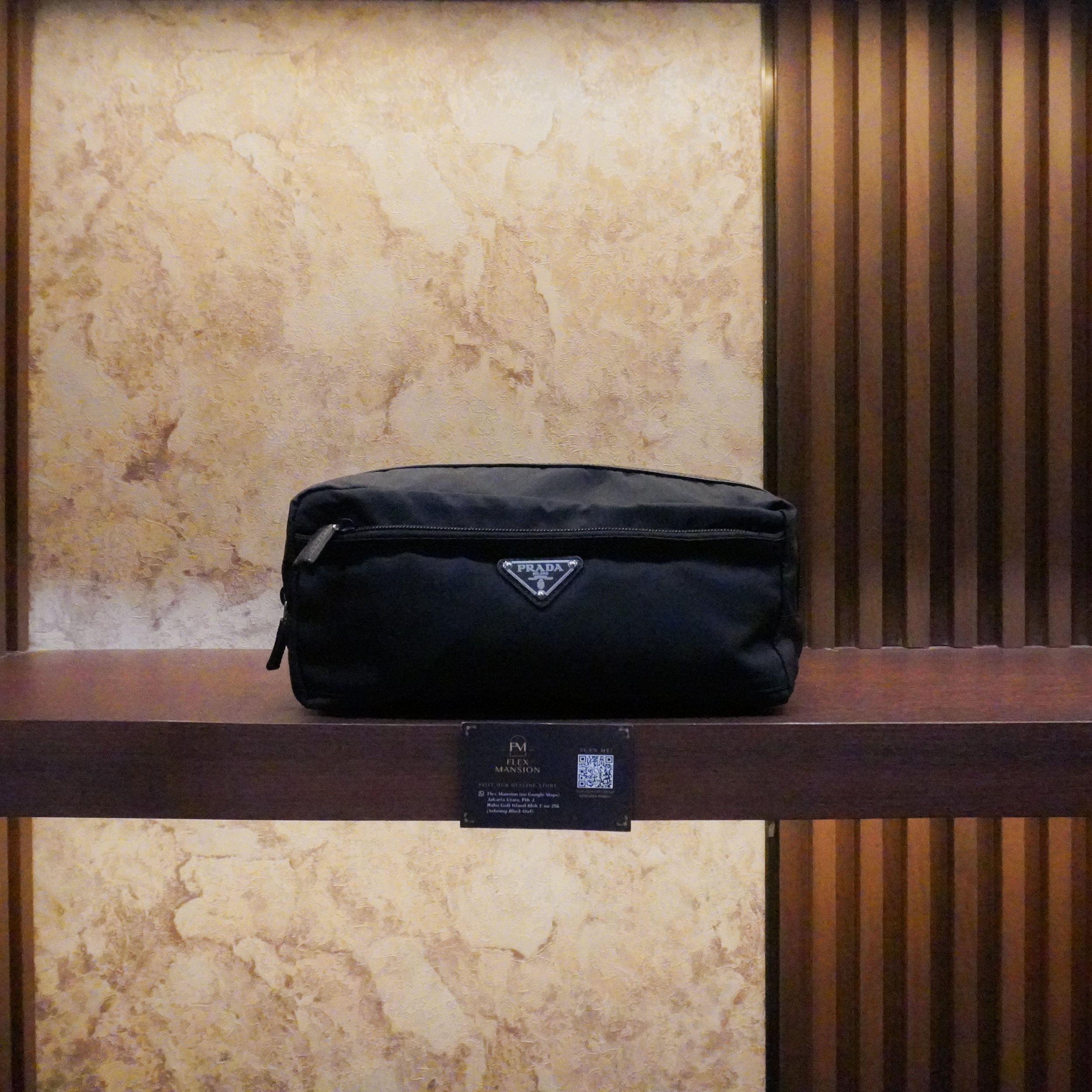 Prada logo plaque travel pouch