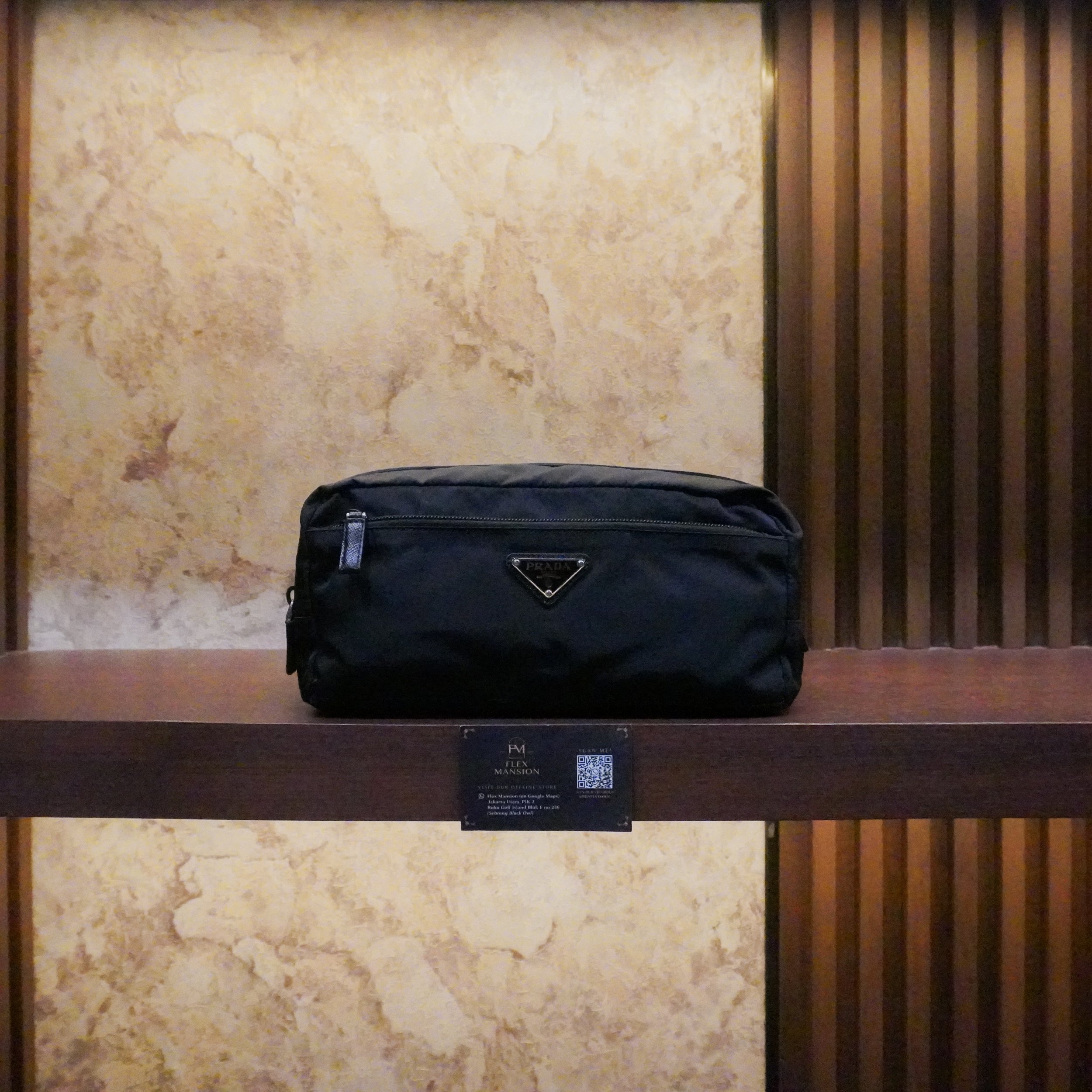 Prada logo plaque travel pouch