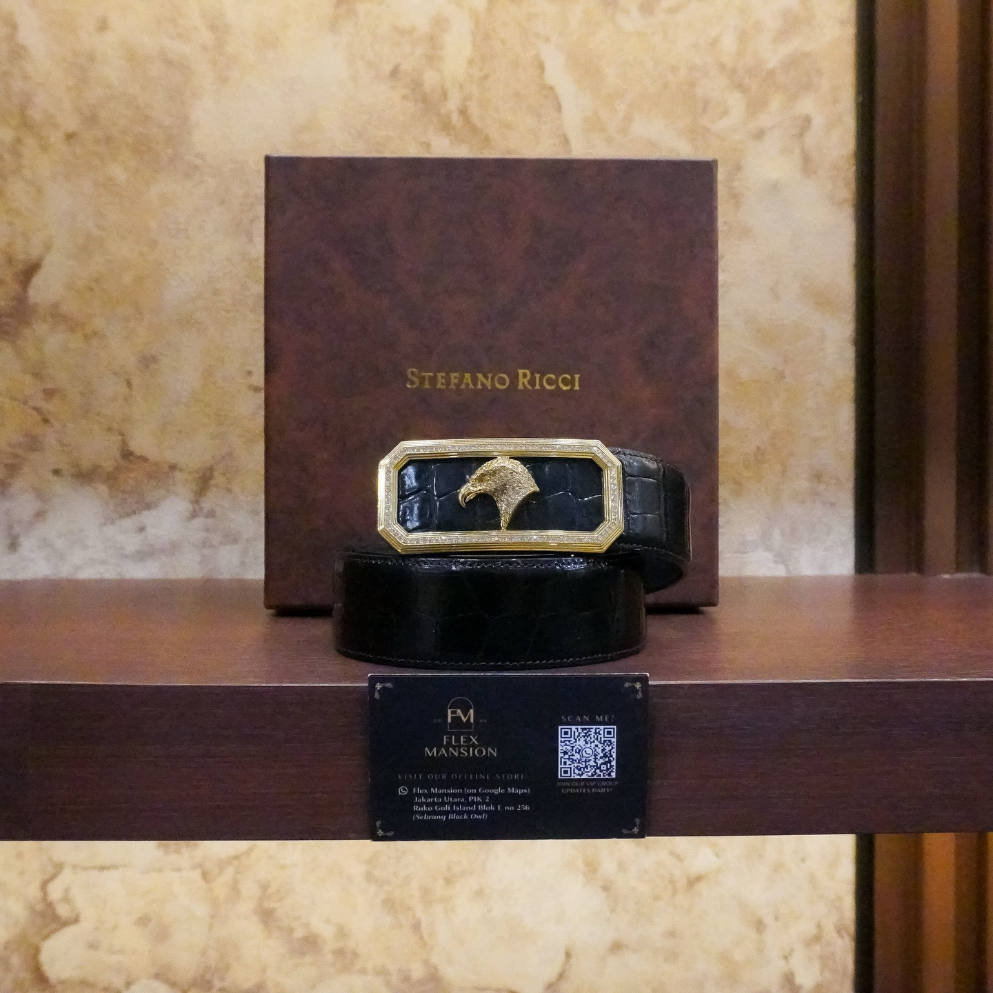 Stefano ricci croco belt eagle gold diamond buckle (new 250 jt