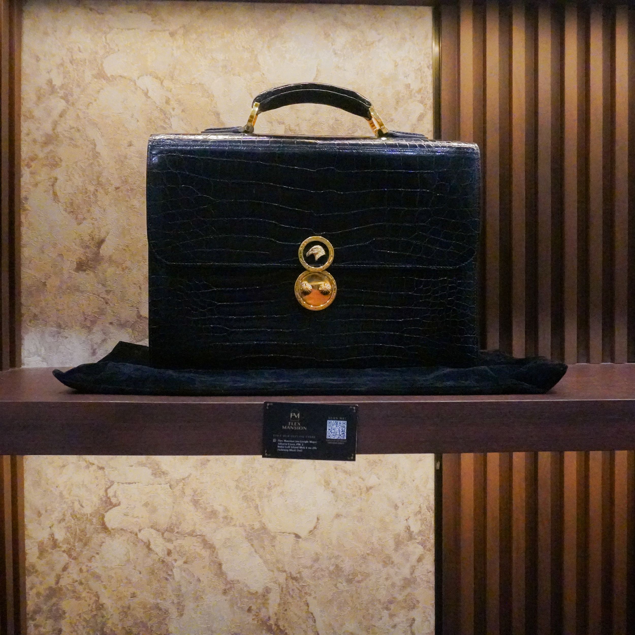 SR handmade crocodile briefcase black (new 600jt