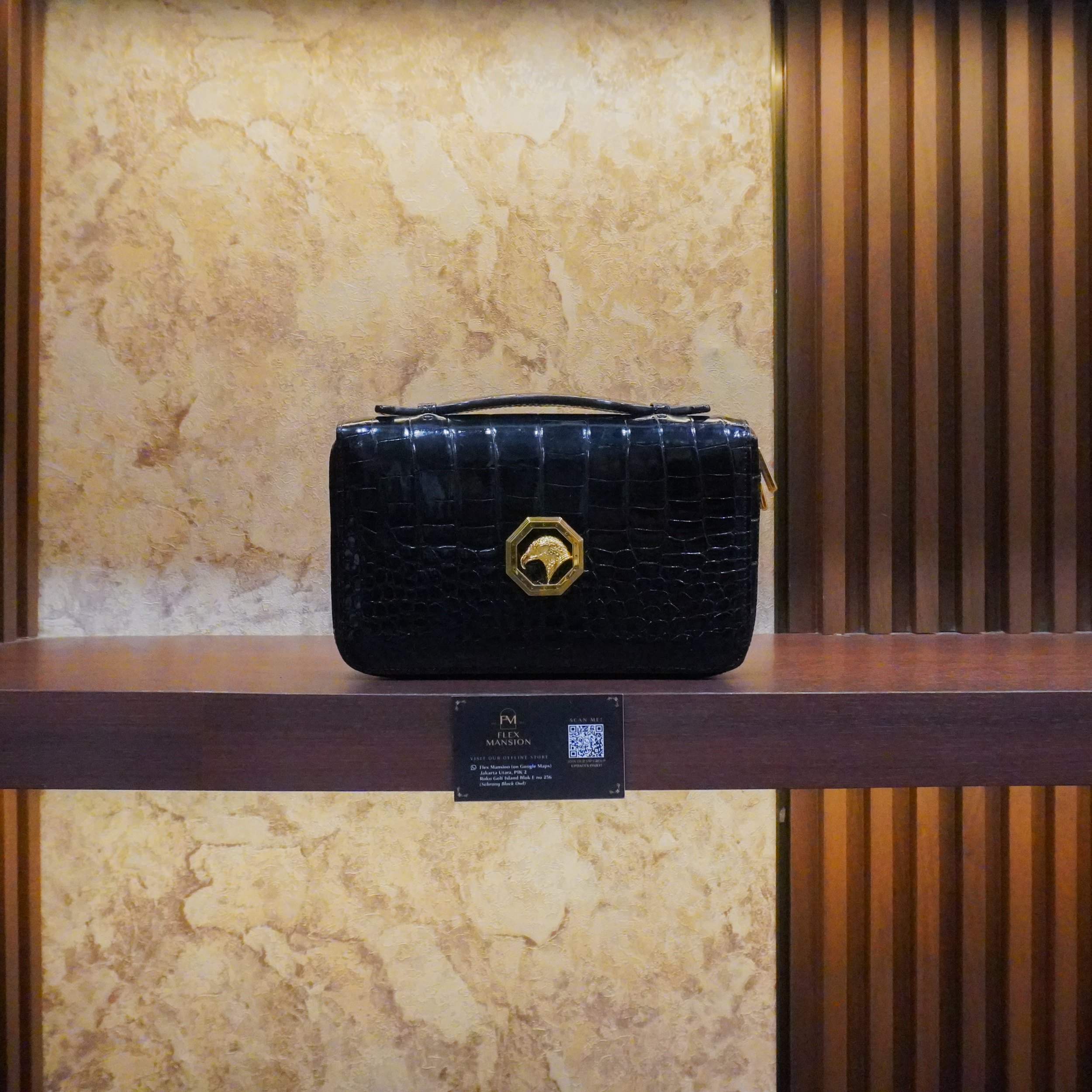 SR handmade matted crocodile skin travel wallet black (new 150jt