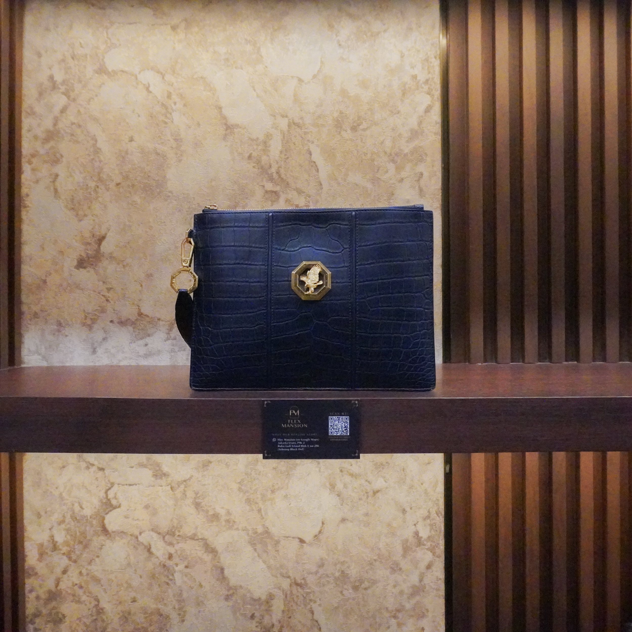Stefano ricci croco clutch navy (new 120jt